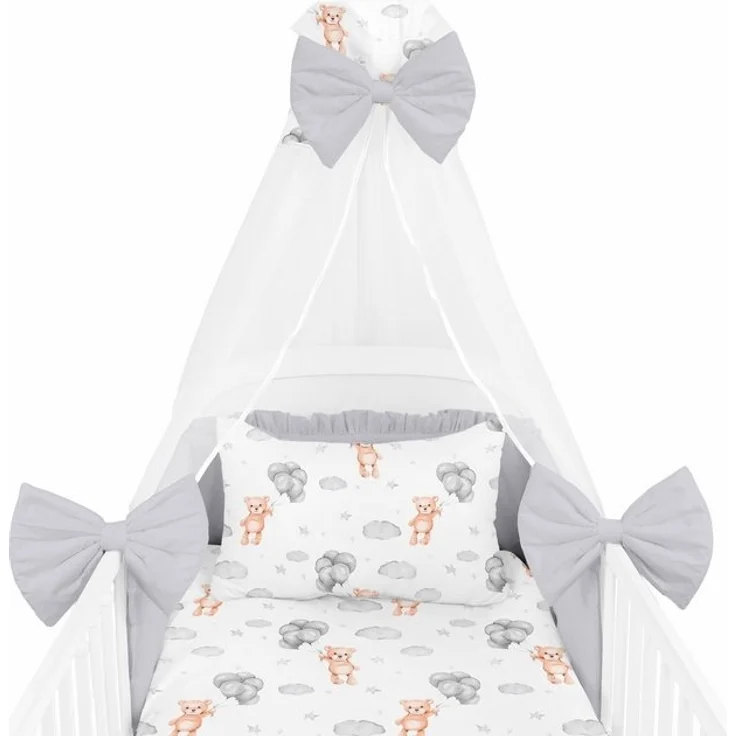 Amilian Babybettwäsche Set 7-teilig - Bettwäsche 100x135 - Kissenbezug 40x60 - mit Himmel, Chiffonhimmel, 7 teilig, Komplett-Set für Babybett, Gitterbett - Kinderbettwäsche – Bild 4