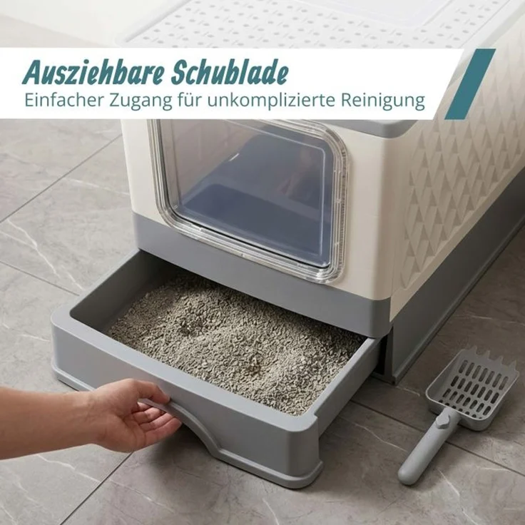 Relaxdays Geschlossenes Katzenklo mit Schublade – Bild 5