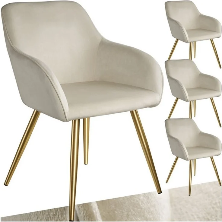 tectake Esszimmerstuhl Marilyn (4er Set, 4 St), gepolstert, in Samtoptik – Bild 4