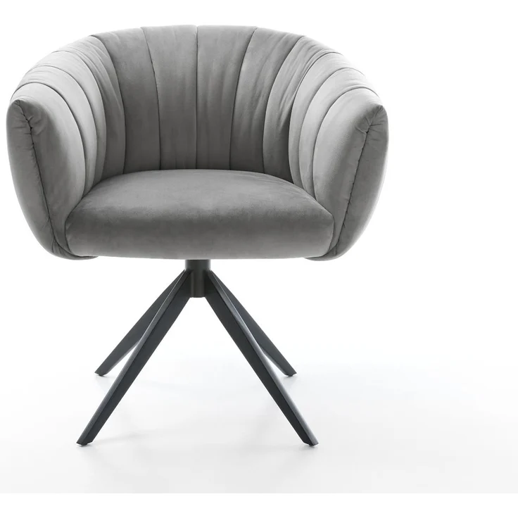 Drehstuhl Jada-Flex Samt Grau Kreuzgestell breit Schwarz 360° drehbar Wippfunktion Taschenfederkern – Bild 2