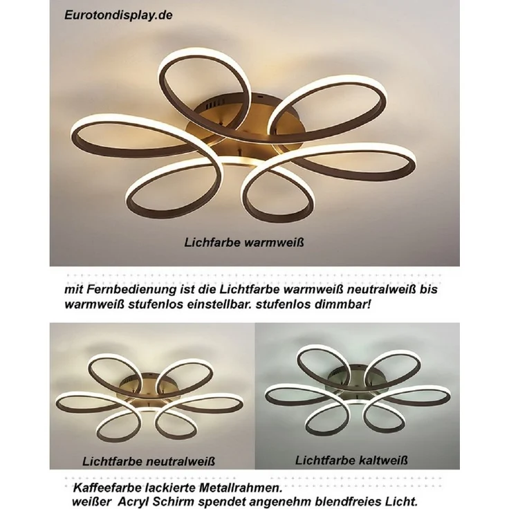 Eurotondisplay LED Deckenleuchte LED Deckenlampe Fernbedienung Lichtfarbe einstellbar dimmbar Leuchte, LED fest integriert, Warm- bis Kaltweiß einstellbar, Lichtfarbe und Helligkeit mit Fernbedienung einstellbar – Bild 2