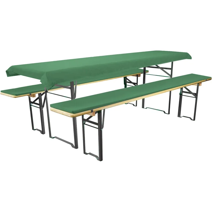 Brandsseller Auflagenset für Bierzeltgarnituren 3-teilig 2 Bankauflagen gepolstert 220x25 cm und 1 Tischdecke 240x70 cm für alle gängigen Festzeltgarnituren Bierbankauflagen Outdoor - Grün – Bild 1