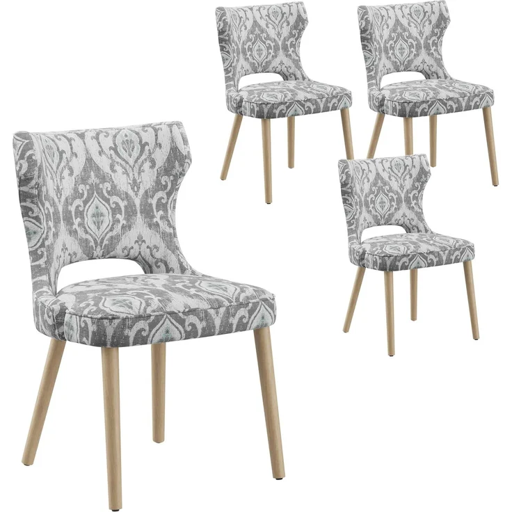 COLAMY Esszimmerstühle 4er Set, Stühle Esszimmer mit Rückenlehne, Polsternder Küchenstühle Gepolstert, Stoff Dining Chairs mit Wingback und Holzbeinen für Esszimmer, Küche, Restaurant, Jacquard