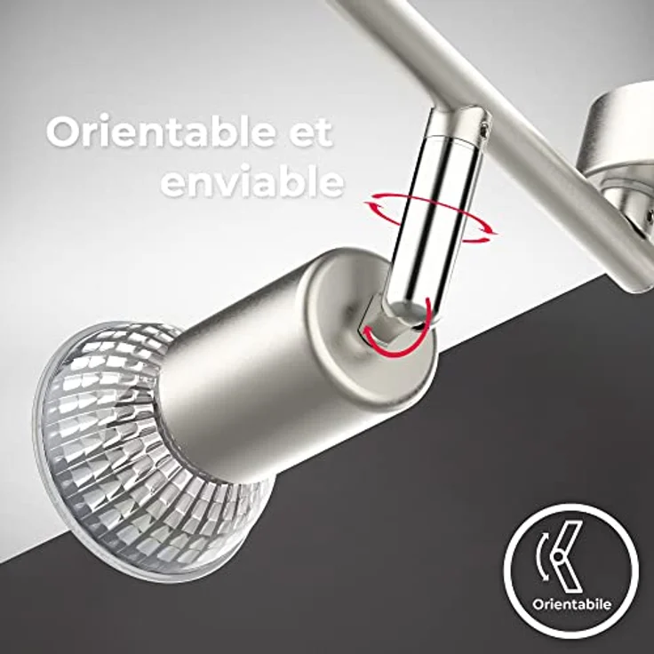 B.K.Licht Deckenleuchte LED Deckenlampe Wohnzimmer Küche Bad 60 cm 4-flammig GU10 12W 1000lm, LED wechselbar, 3000K - Warmweiß, 4er Deckenstrahler Spot schwenkbar & drehbar Messing silber - BKL1024 – Bild 7