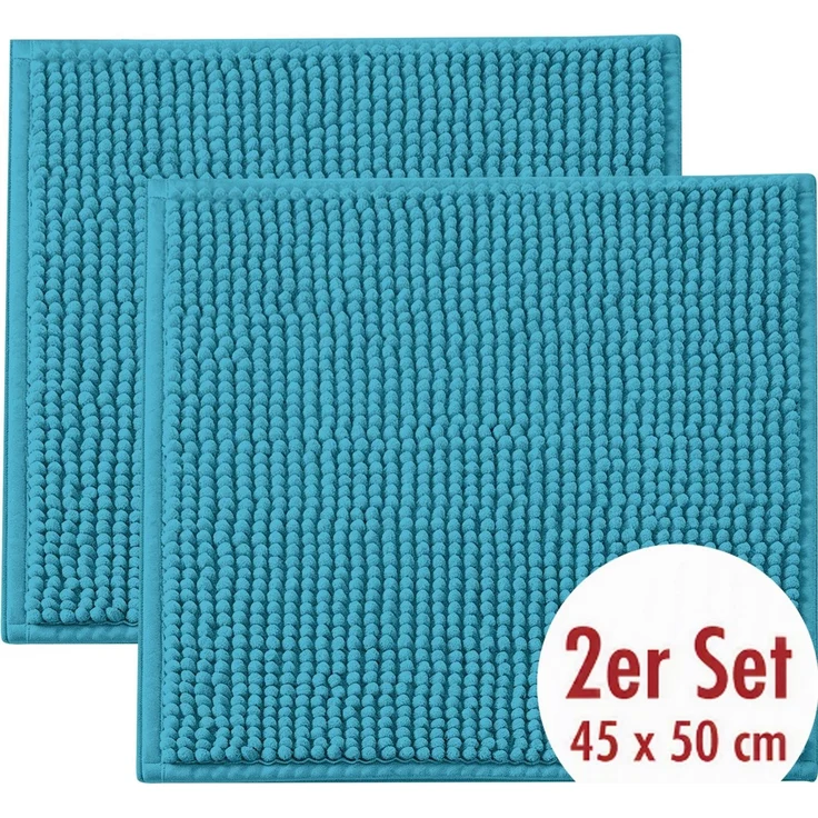 OTTO home Badematte Vanessa Chenille, Standard & Premium, 15mm oder 20mm, auch als 2er Set, rutschhemmend beschichtet, schnell trocknend, strapazierfähig, fußbodenheizungsgeeignet, Polyester, rechteckig, 2-tlg. 45 cm x 50 cm, Uni Farben, besonders weic... – Bild 1