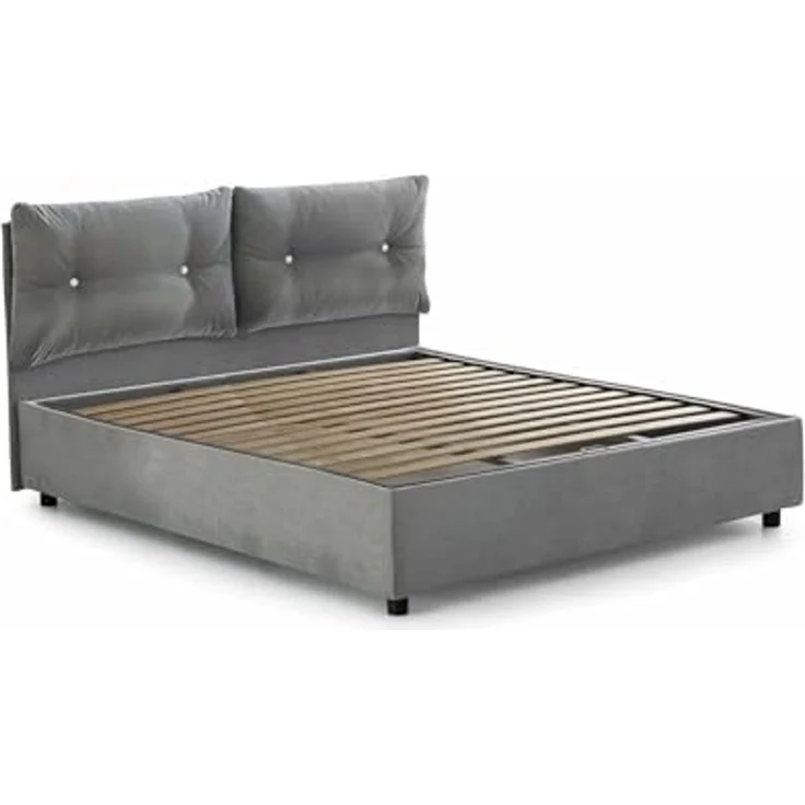 Talamo Italia - Fabiana Doppelbett, Bettkasten mit Stoffbezug, 100 % Made in Italy, Öffnung vorne, geeignet für Matratzen 160 x 200 cm, Grau – Bild 3