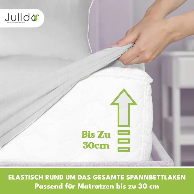 Jersey Spannbettlaken 180-200x200cm 100% Baumwolle Weiss – Bild 3