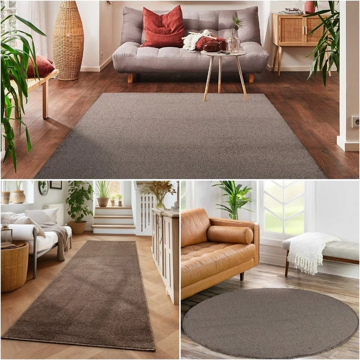 Carpettex Veloursteppich Unicolor - Einfarbig, Läufer, Höhe: 11 mm, Einfarbig Kurzflor Teppich Wohnzimmer verschiedene farben und größen – Bild 2