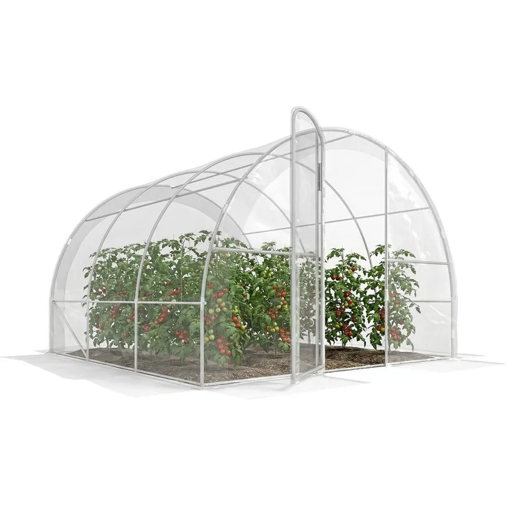 MELAYR, x 3 x 2 m (9 m²) Tunnelgewächshaus mit Flügeltür und 150 g/m² PE-Folie für Gemüse, Transparent
