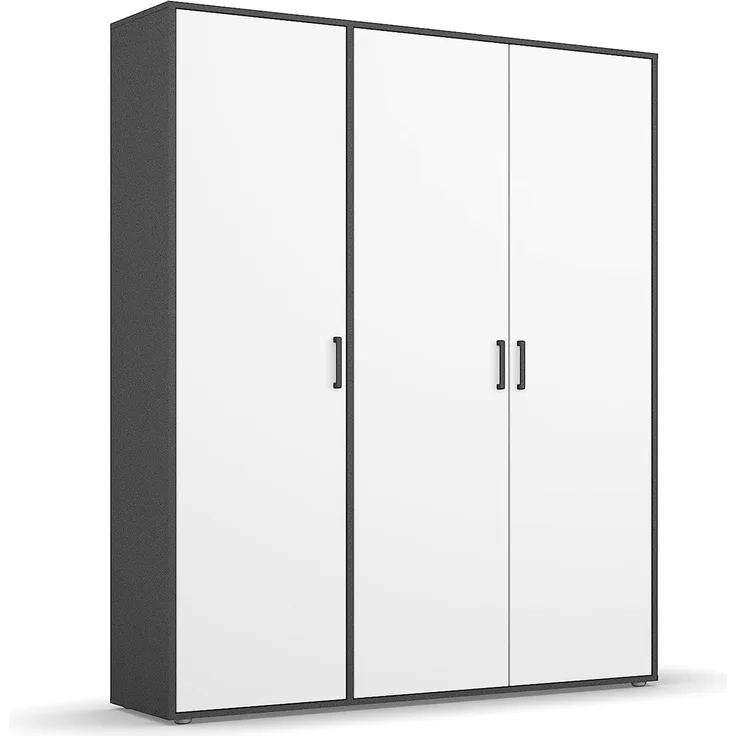 rauch Kleiderschrank; Drehtürenschrank VOYAGER, 3-türig, Alpinweiß/Graumetallic, 140x194x53xcm