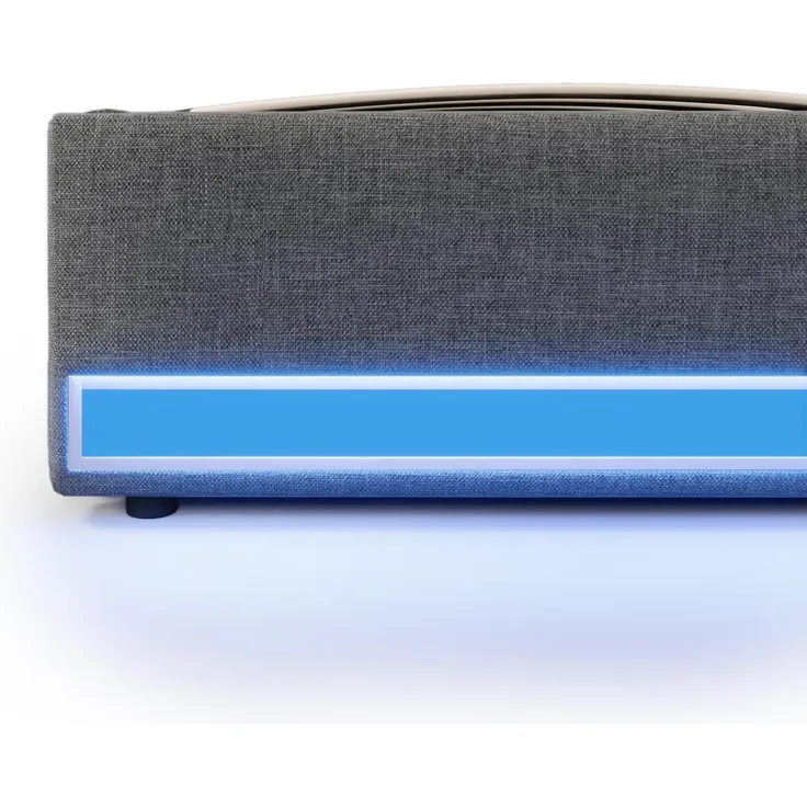 Futonbett mit LED-Beleuchtung, Aufbewahrung und Mehrfachsteckdose, 140x200 cm, Doppelbett ohne Kopfteil, Leinen – Bild 10