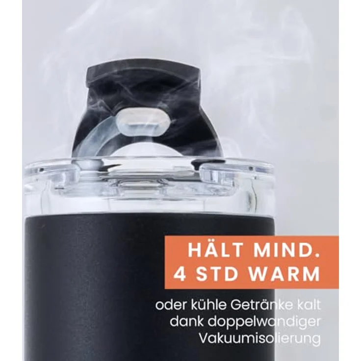 Groenenberg Thermobecher 350 ml aus recyceltem Edelstahl, 100% Auslaufsicher, hält mind. 4 h warm (Black) – Bild 5