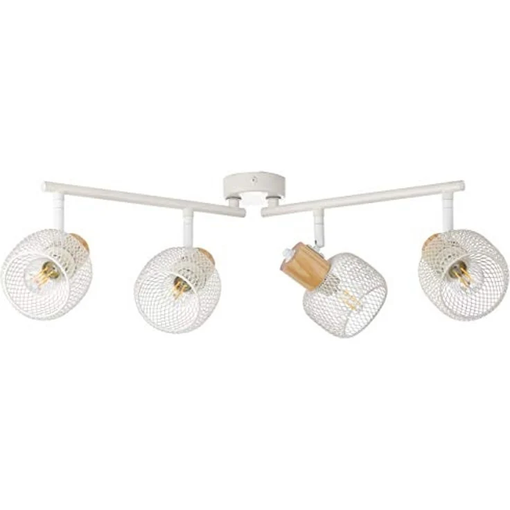 Brilliant Deckenstrahler Giada, ohne Leuchtmittel, 74 cm, 4 x E14, Köpfe schwenkbar, Metall/Holz, weiß/natur – Bild 6