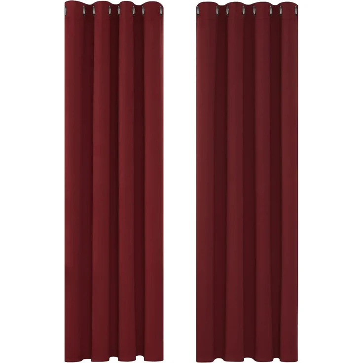 Deconovo Gardinen Verdunkelungsvorhang Ösen Gardine gegen Kälte Wohnzimmer Warm Vorhang Blickdicht, 160x132 cm(HöhexBreite), Rot, 2er Set – Bild 3