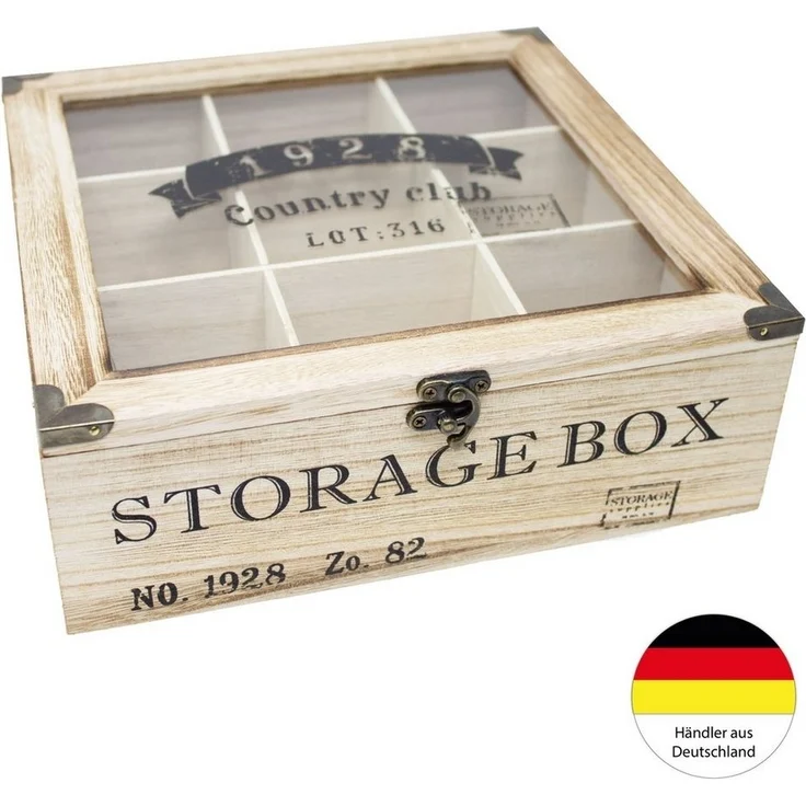 ToCi Teebox Teebox Holz Teekiste Teedose Teebeutelbox Retro Storage Box – Bild 3