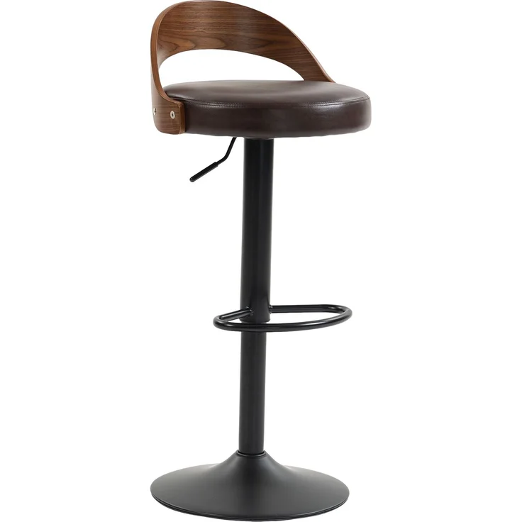 LVHOM Barstuhl 2er Set, 360° drehbarer Barhocker mit Rückenlehne und Fußstütze, höhenverstellbarer Tresenhocker aus Bugholz & PU-Leder, Braun – Bild 2