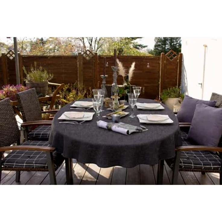 Brandsseller Gartentischdecke 160x220 cm Tischdecke mit Paspel Outdoor Tischtuch oval Weichschaum für Garten, Terrasse, Balkon wetterfest rutschfest - Grau – Bild 7