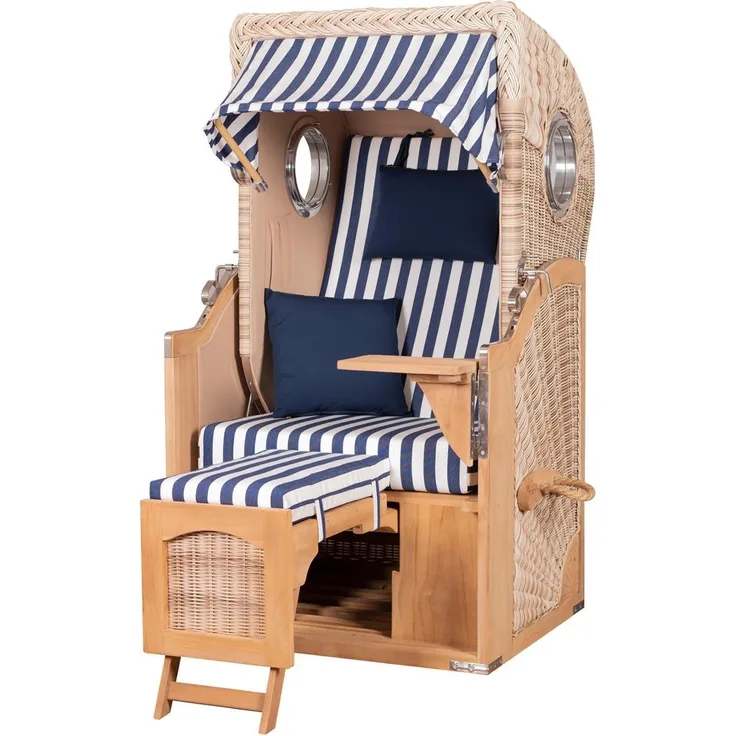 Strandkorb Komplettset - bene living - Ammersee Single Teak - PE shell - Modell 518 - inkl. Liftersystem
