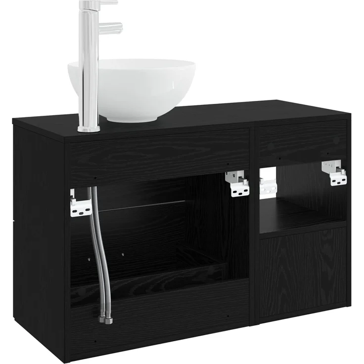 vidaXL Badezimmerschrank-Set 2 stk. Schwarze Eiche 79,5 x 35 x 80 cm 3403865 – Bild 6