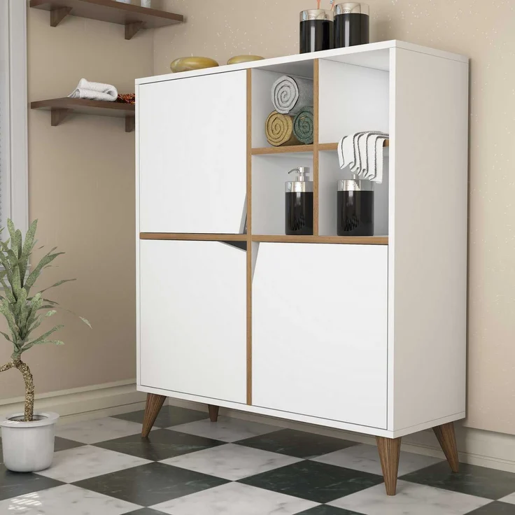 Skye Decor 'Pulse - White, Walnut' Mehrzweckschrank, Weiß / Walnuss, 100 x 115 x 30 cm – Bild 3
