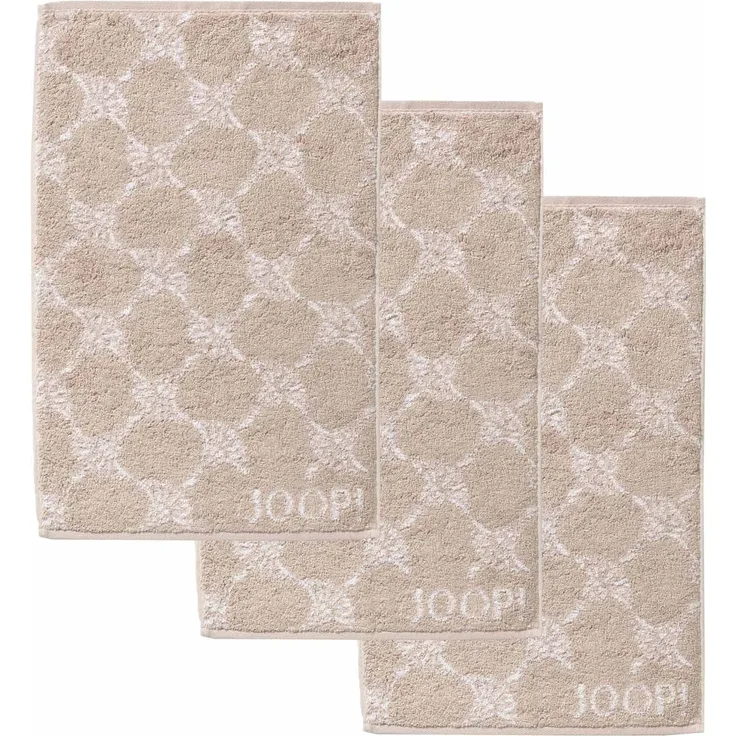 JOOP! Gästetuch Classic Frottierkollektion, 3er Pack - Walkfrottier Beige Cornflower 30x50cm