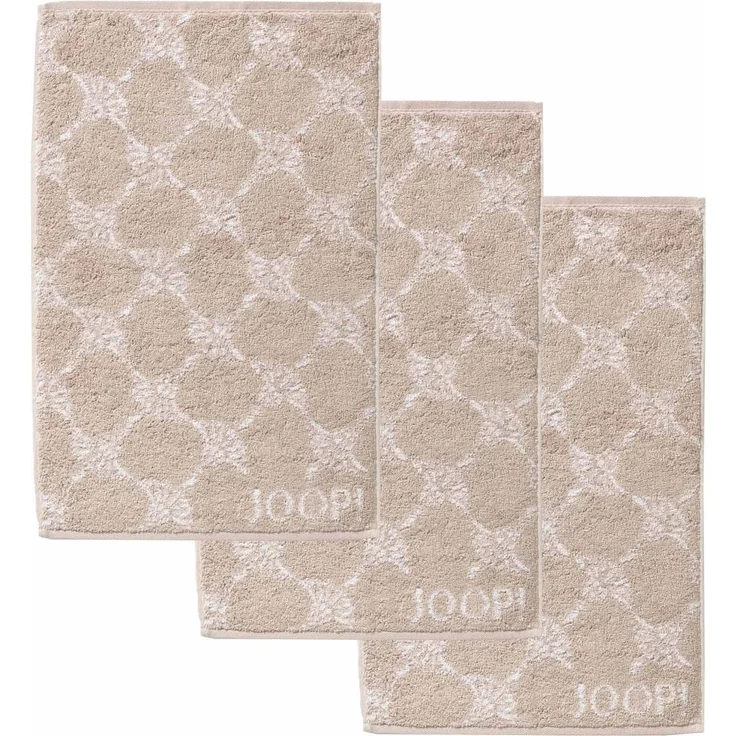 JOOP! Gästetuch Classic Frottierkollektion, 3er Pack - Walkfrottier Beige Cornflower 30x50cm