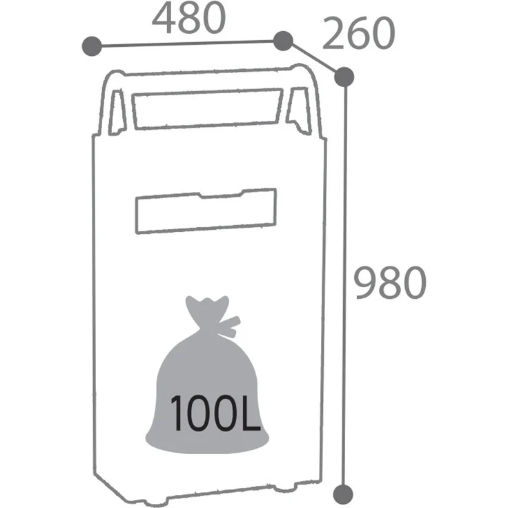 Rossignol 56448 Kopa Ascher/Abfallbehälter mit Standfuß 12 L/60 L, Farbe Mangangrau – Bild 2