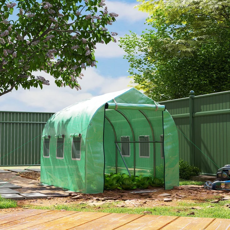 MELAYR, Tunnelgewächshaus 3x2x2 m mit 6 Mesh-Fenstern und Tür, Obstgarten-Gewächshaus für Terrassen-Grüngarten, Grün – Bild 4