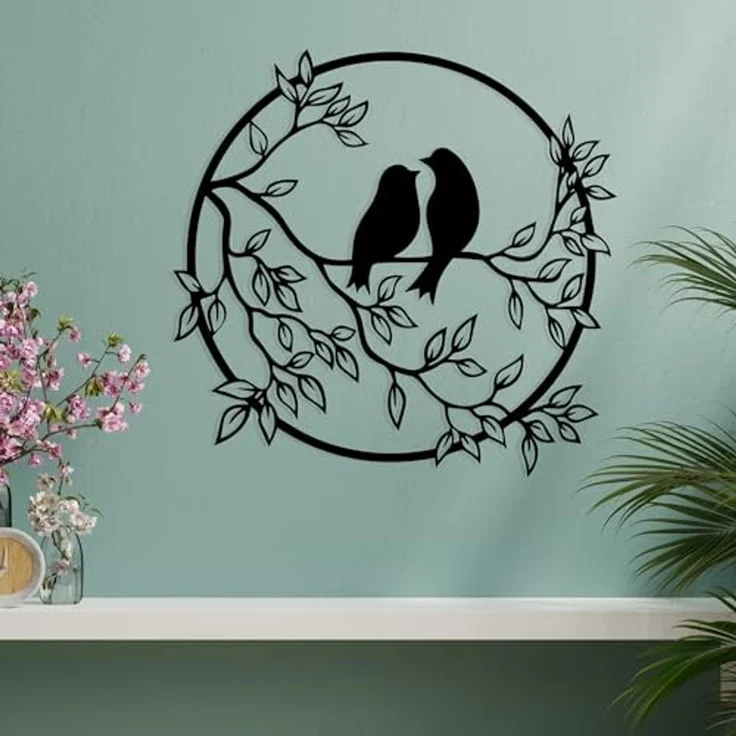 Wallity 'Birds In The Tree' Dekoratives Wandaccessoire aus Metall, Schwarz, 48 x 49,5 cm – Bild 3