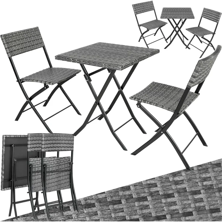 tectake Rattan Balkonset Trevi - Grau