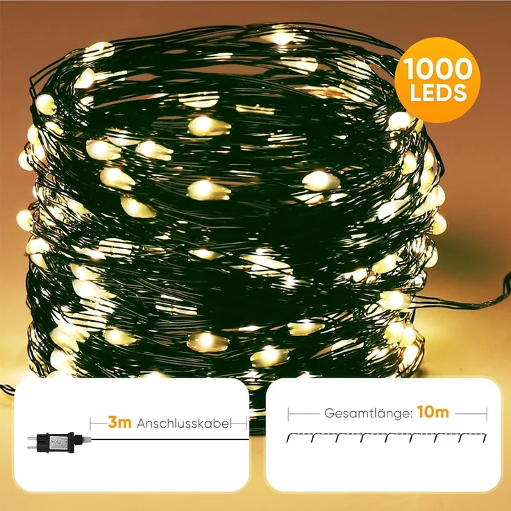 SALCAR 100M 1000 LED Lichterkette aus Kupferdraht – Bild 2