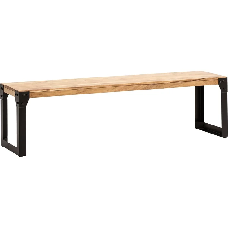 Esszimmerbank 140 x 40 x 45 cm Akazie Massivholz Metall Industrial ohne Lehne – Bild 1