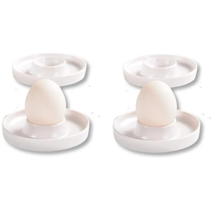 Kesper | Eierbecher, 4er Pack, Material: ø 10 x H 2 cm, Melamin, Maße: cm, Farbe: Weiß | Der ideale Frühstücksbegleiter