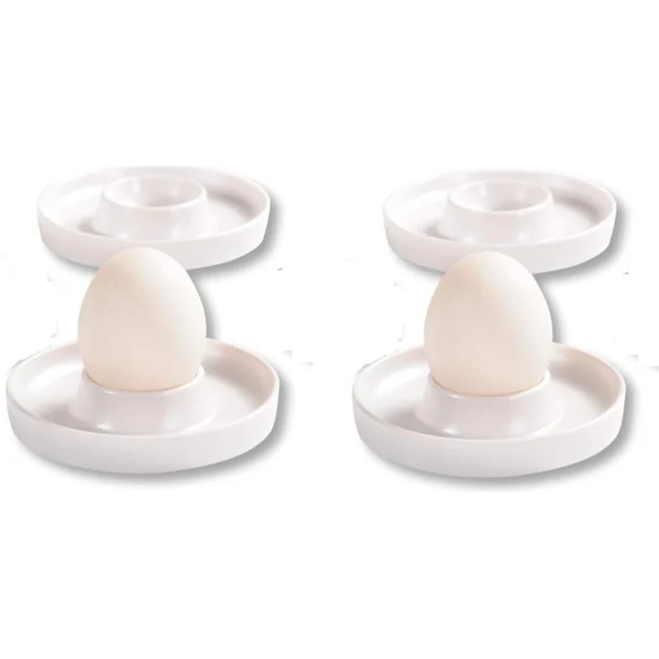 Kesper | Eierbecher, 4er Pack, Material: ø 10 x H 2 cm, Melamin, Maße: cm, Farbe: Weiß | Der ideale Frühstücksbegleiter