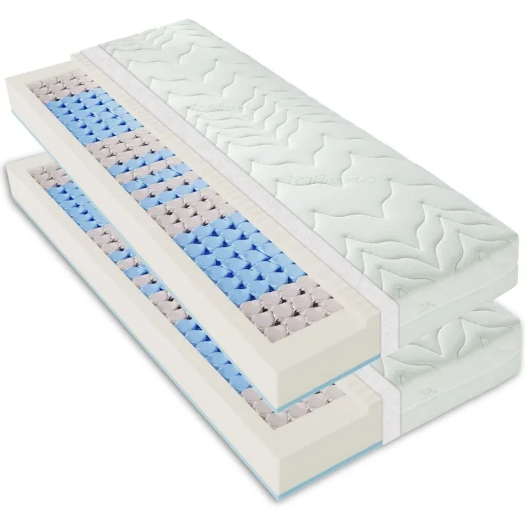 Taschenfederkernmatratze H2 H3 180x200 cm (2 x 90x200 cm), VARIO LUX Greenfirst – Höhe ca. 22cm, Matratze 180x200, Bezug mit Greenfirst® Veredelung