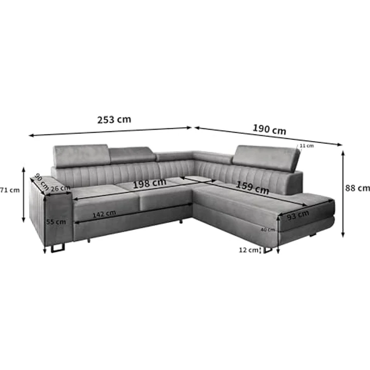 Masseno Ecksofa NOLA mit Schlaffunktion L-Form, Sofa mit Bettkasten – Bild 4