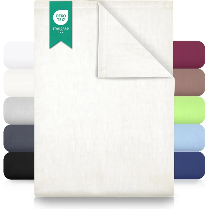 GREEN MARK Textilien Klassische Bettlaken – Flaches Laken aus 100% Baumwolle, ohne Gummi, hautfreundlich, pflegeleicht, bei hohen Temperaturen waschbar - Creme/Natur - 240x275 cm