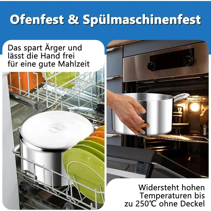 TEAMFAR Kochtopf 24cm 5,7L Edelstahl Glasdeckel alle Herdarten Induktion – Bild 7