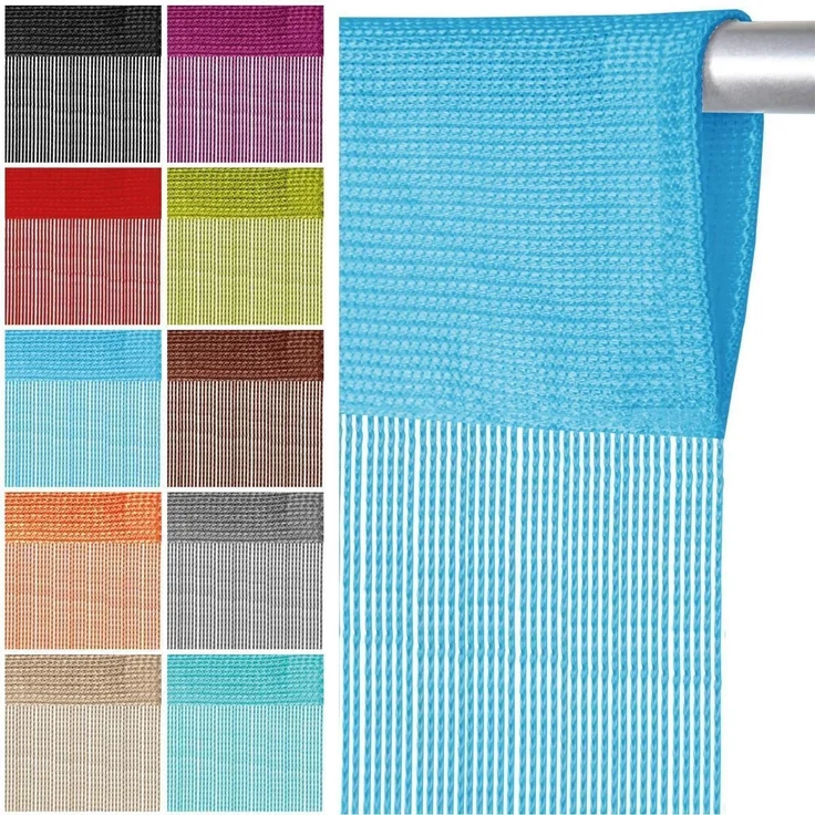 Fadenvorhang mit Stangendurchzug, individuell kürzbare Gardine, moderner und eleganter Dekorationsartikel in vielen Farben und Ausführungen Stangendurchzug Hiimmelblau 140x250 cm – Bild 4