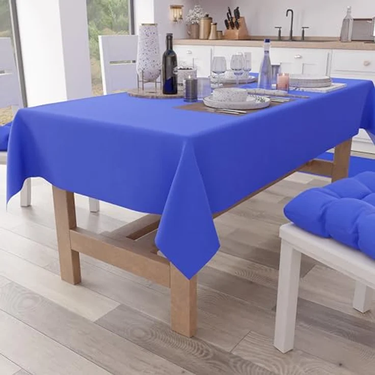 Petti Artigiani Italiani - Tischdecke, Küchentischdecke aus Baumwolle, einfarbig, quadratisch, elektrischblau, für 4 Plätze (140 x 140 cm) – Bild 1