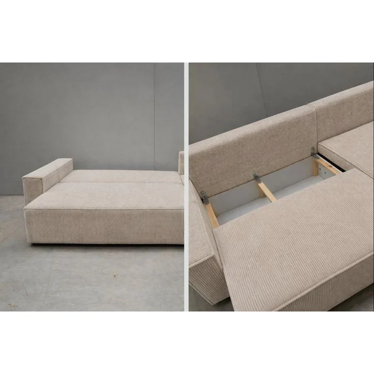 KRISAN MÖBEL Ecksofa EDEN in Beige 235 x 75 x 144 cm, modernes Ecksofa mit Schlaffunktion Links und Rechts montierbar – Bild 3