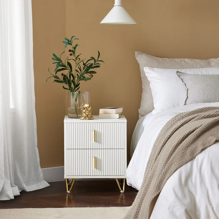 SoBuy FBT115-W Nachttisch, MDF, Melamin, Weiß, 40 x 47 x 40 cm – Bild 2