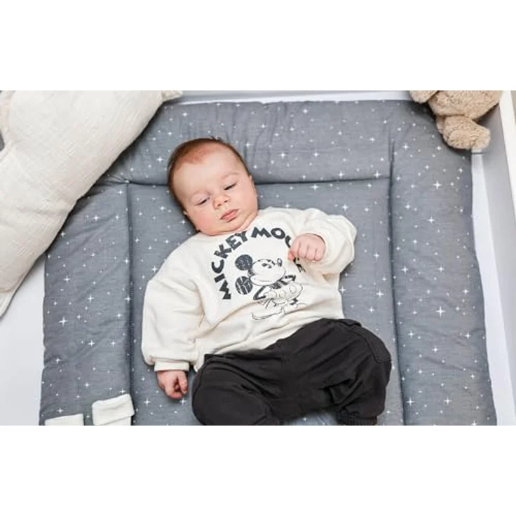 Wickelauflage Wickelunterlage aus Baumwolle 75x72 cm - Weich und waschbar Wickelunterlage für Babys Wickelmatte aus Stoff für Wickeltisch Wickelkommode oder Waschmaschine 75x72 Galaxie – Bild 7