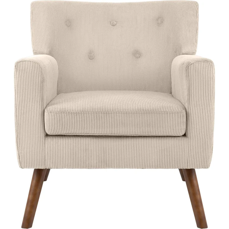 CLP Sessel Kioni mit Cordbezug und Gestell aus Kautschukholz bis 150 kg belastbar,creme – Bild 4