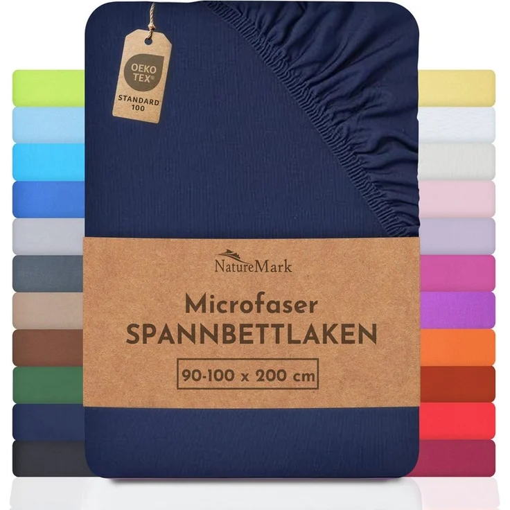 NatureMark - Mikrofaser SPANNBETTLAKEN zum Sparpreis! viele Größen und Farben Markenware (140x200-160x200 cm, Navy blau) – Bild 5
