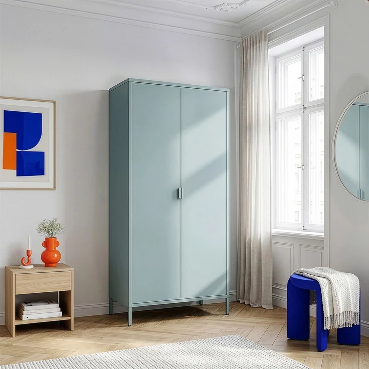 Kleiderschrank Esteli 170x80x45 cm Stahl Minzgrün [en. casa] – Bild 1