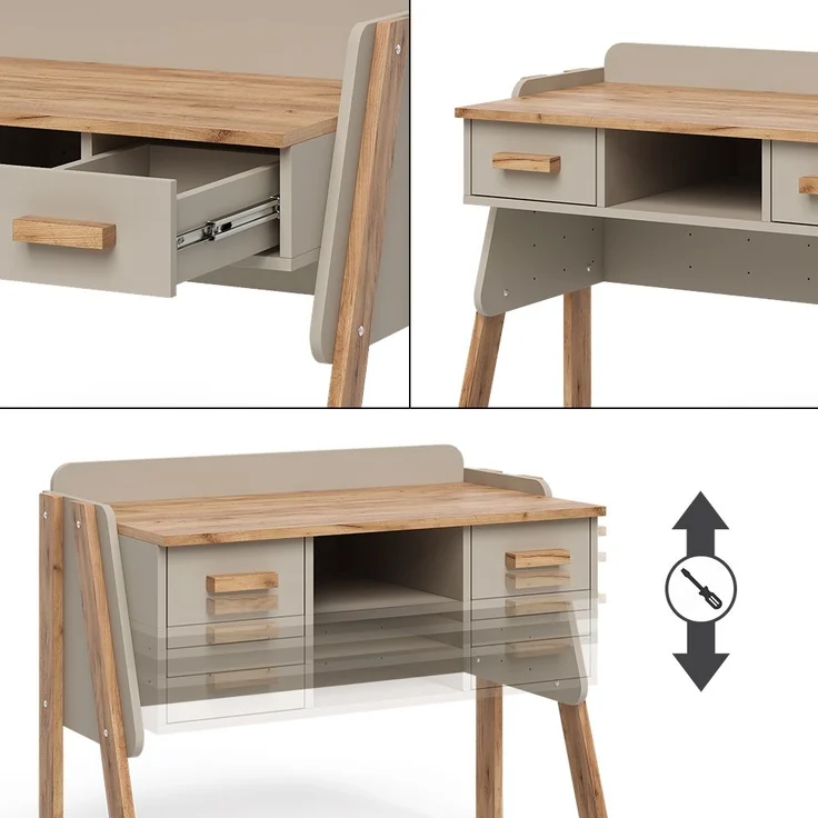 Schreibtisch Malia Cashmere/Artisan 97 x 51 cm mit 2 Schubladen Vitalispa – Bild 5