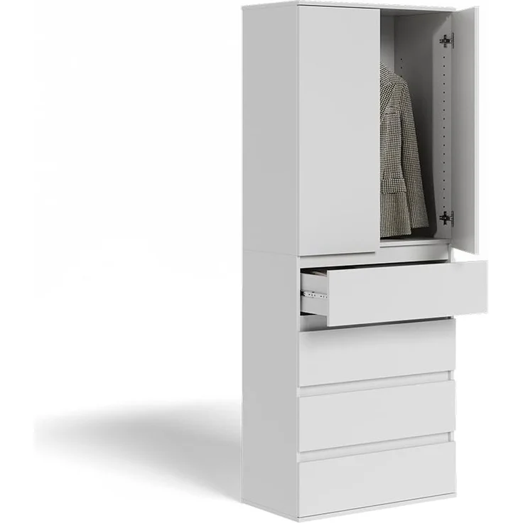 Kleiderschrank Claus Weiß 74 x 191.5 cm mit 4 Schubladen Vicco – Bild 5