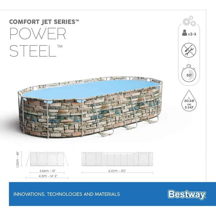 Bestway Pool-Set Power Steel Comfort Jet Series Oval 610x366x122 cm 92855 – Bild 17