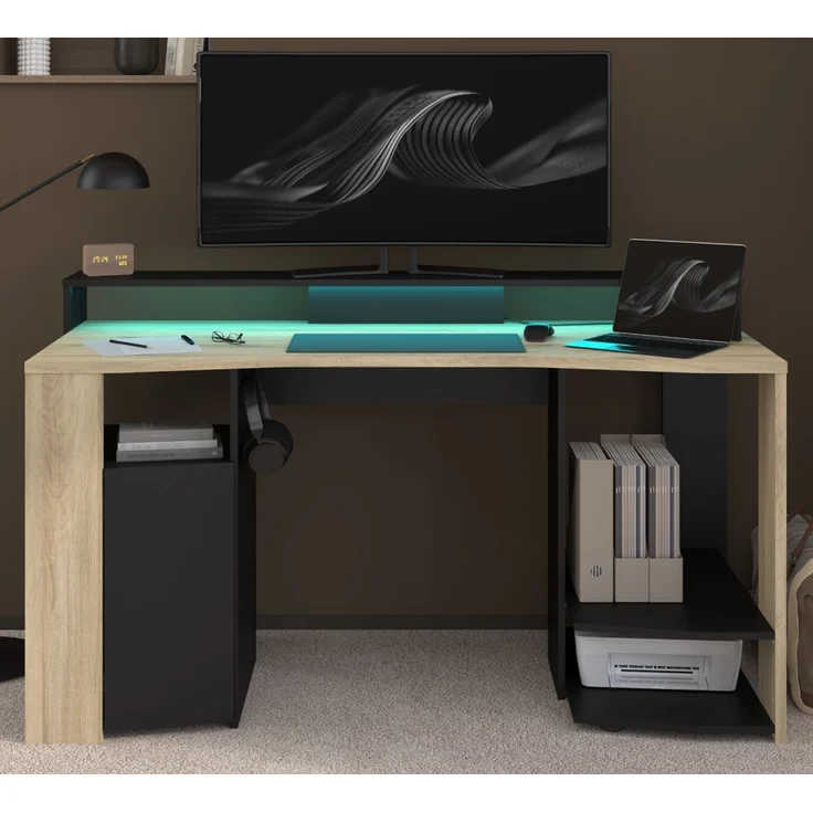 Parisot Meta Gaming Set in schwarz und Eiche mit LED – Bild 2